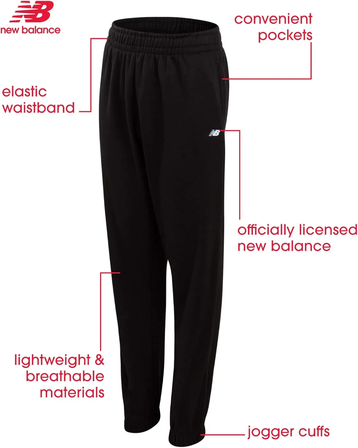 New Balance Boys Active Sweatpants - 4 Pack Performance Fleece Jogger Sweatpants for Boys - Jogger Pants with Pockets (8-20)