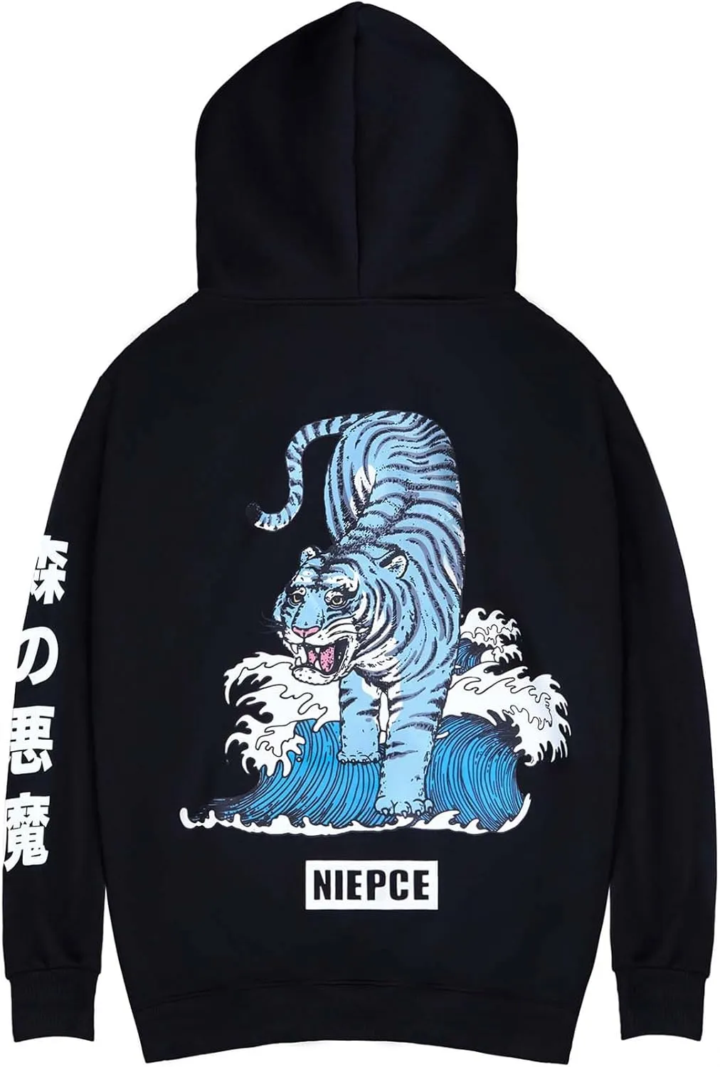 Niepce Inc Japanese Streetwear Tiger Graphic Hoodies for Men