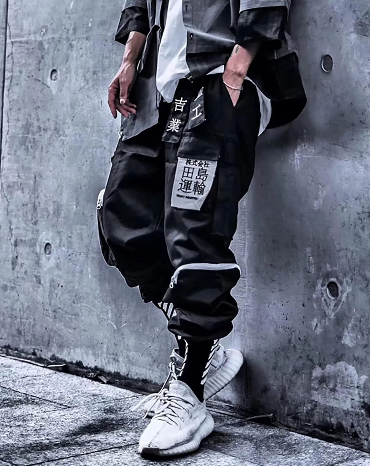 Niepce Inc Men's Japanese Streetwear Techwear Cargo Pants with Design