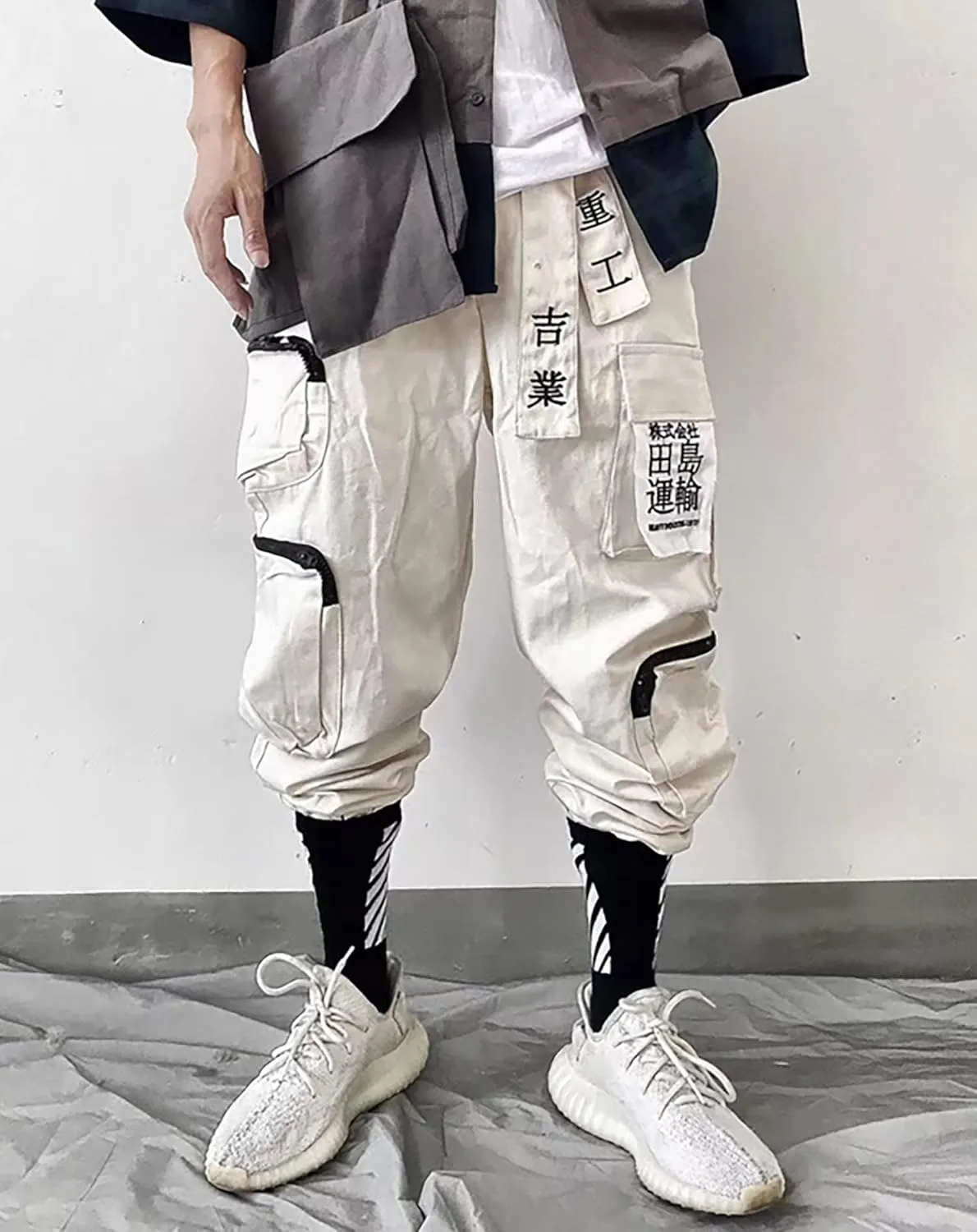 Niepce Inc Men's Japanese Streetwear Techwear Cargo Pants with Design