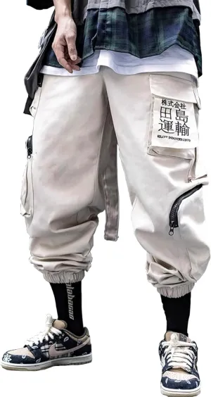 Niepce Inc Men's Japanese Streetwear Techwear Cargo Pants with Design