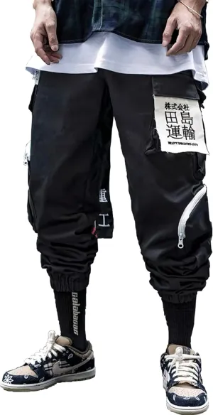 Niepce Inc Men's Japanese Streetwear Techwear Cargo Pants with Design