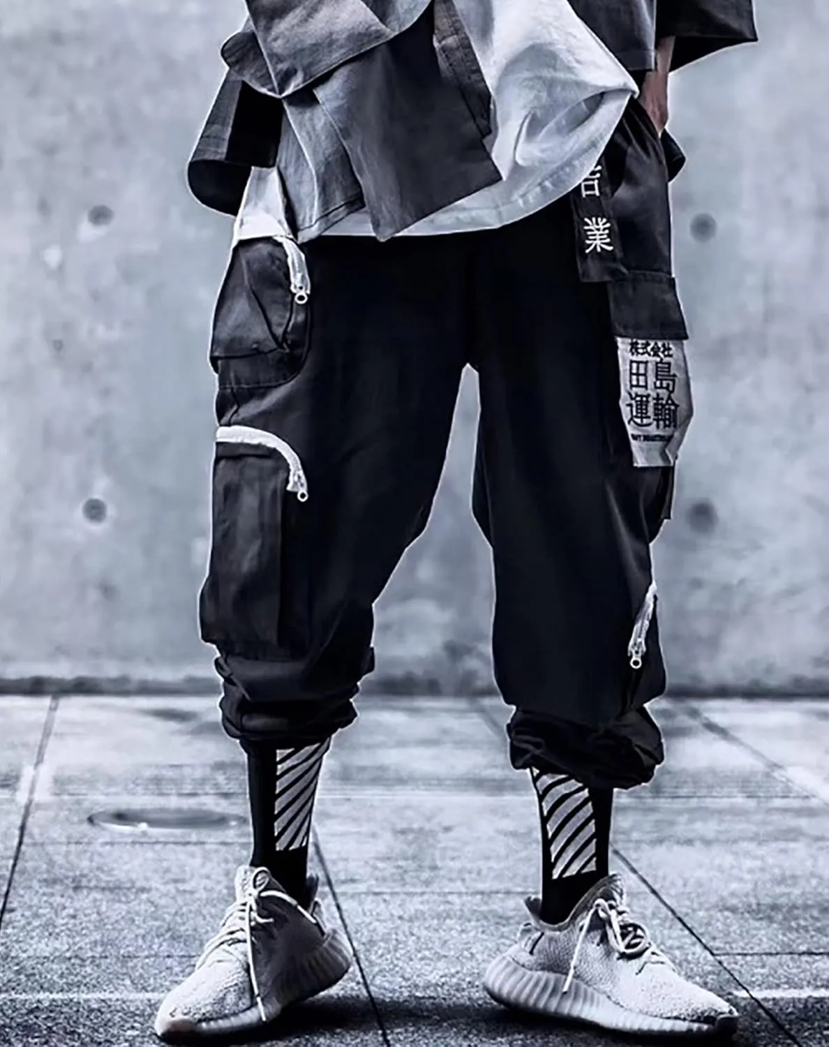 Niepce Inc Men's Japanese Streetwear Techwear Cargo Pants with Design