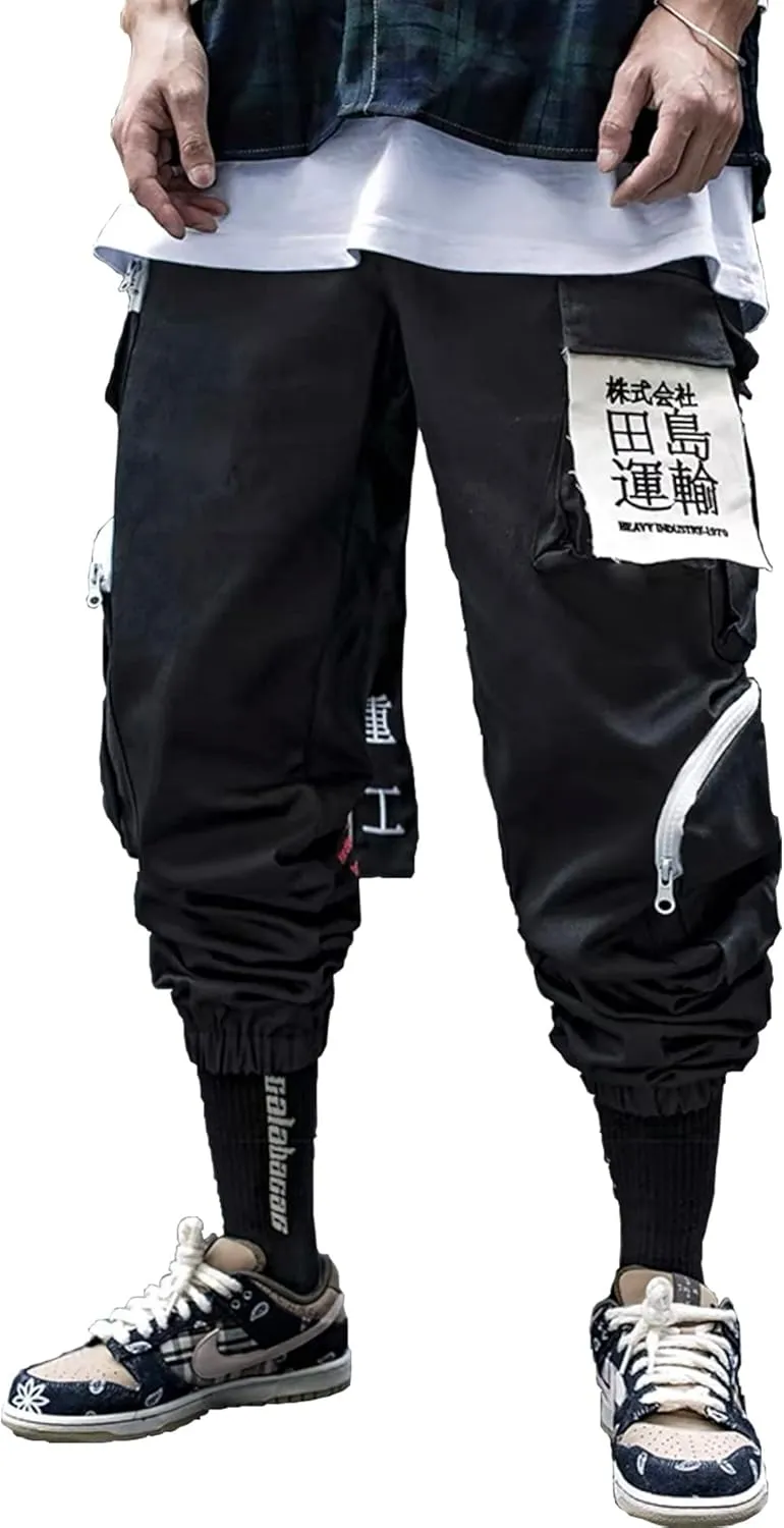 Niepce Inc Men's Japanese Streetwear Techwear Cargo Pants with Design