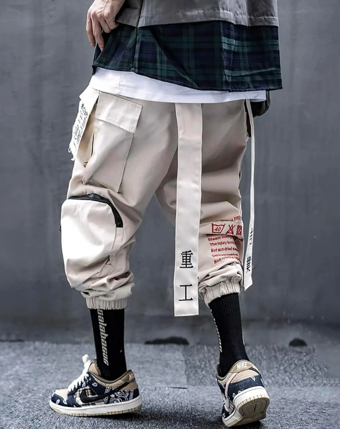 Niepce Inc Men's Japanese Streetwear Techwear Cargo Pants with Design