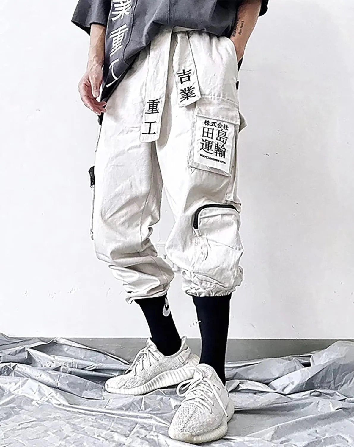 Niepce Inc Men's Japanese Streetwear Techwear Cargo Pants with Design