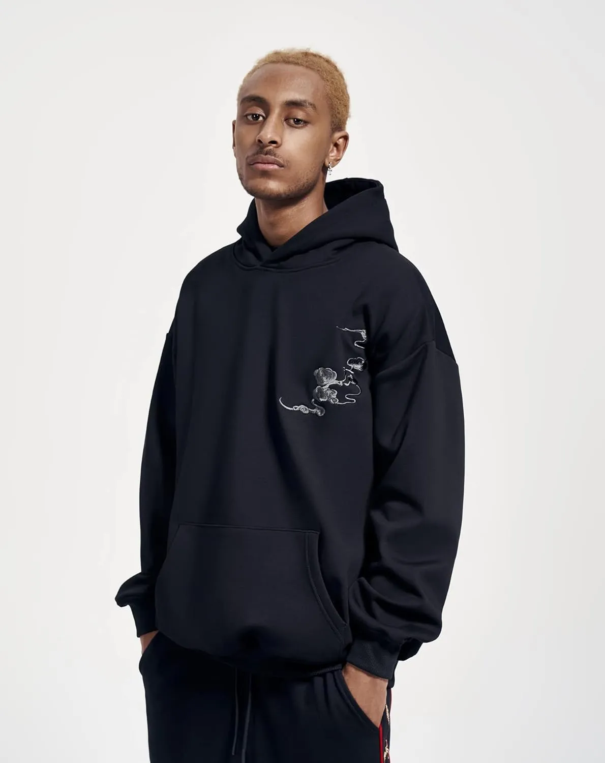 Niepce Inc Streetwear Men's Dragon Embroidered Heavyweight Graphic Hoodies