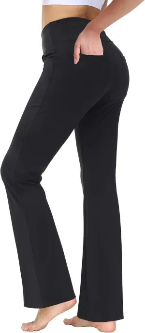 nuveti 29"/31"/33"/35"/37'' High Waist Workout Bootleg Yoga Pants Tummy Control 4 Pocket Workout Yoga Pants Flare Leggings