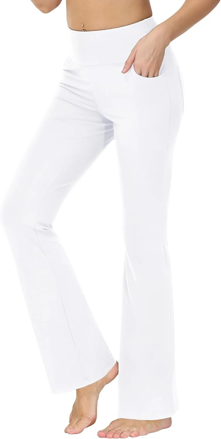 nuveti 29"/31"/33"/35"/37'' High Waist Workout Bootleg Yoga Pants Tummy Control 4 Pocket Workout Yoga Pants Flare Leggings