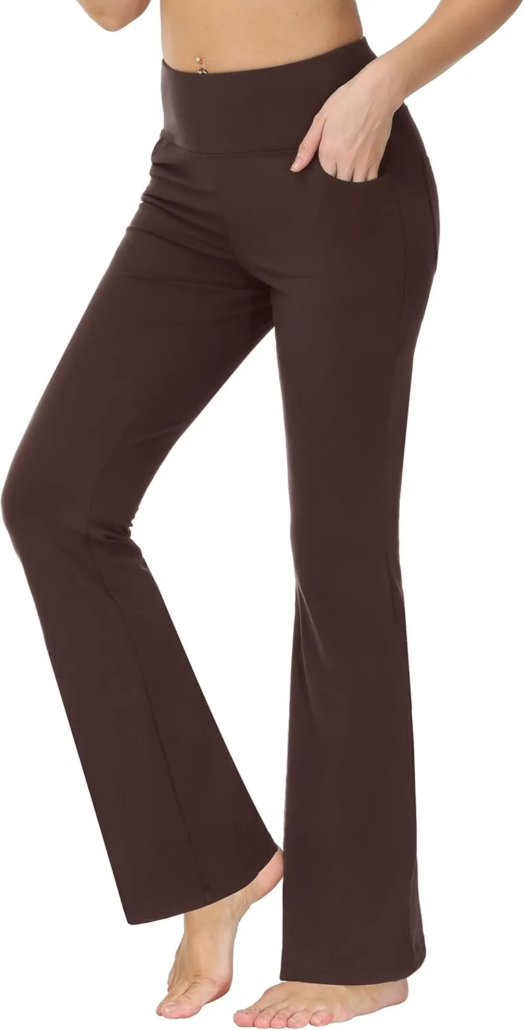 nuveti 29"/31"/33"/35"/37'' High Waist Workout Bootleg Yoga Pants Tummy Control 4 Pocket Workout Yoga Pants Flare Leggings