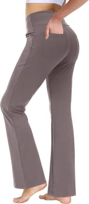 nuveti 29"/31"/33"/35"/37'' High Waist Workout Bootleg Yoga Pants Tummy Control 4 Pocket Workout Yoga Pants Flare Leggings