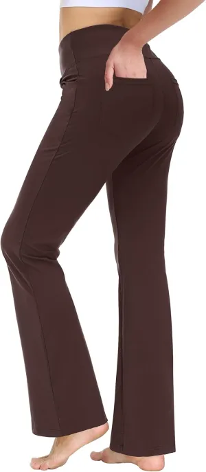 nuveti 29"/31"/33"/35"/37'' High Waist Workout Bootleg Yoga Pants Tummy Control 4 Pocket Workout Yoga Pants Flare Leggings