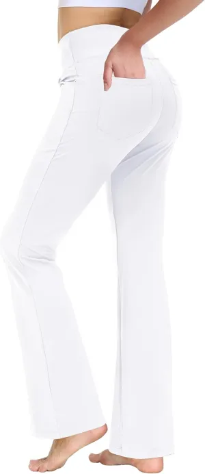 nuveti 29"/31"/33"/35"/37'' High Waist Workout Bootleg Yoga Pants Tummy Control 4 Pocket Workout Yoga Pants Flare Leggings