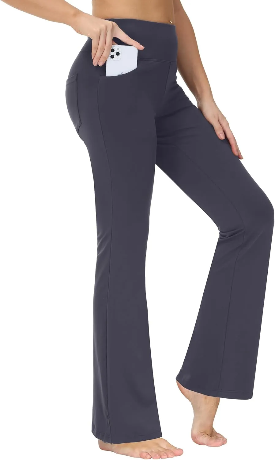 nuveti 29"/31"/33"/35"/37'' High Waist Workout Bootleg Yoga Pants Tummy Control 4 Pocket Workout Yoga Pants Flare Leggings