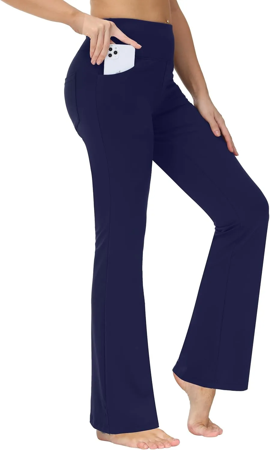 nuveti 29"/31"/33"/35"/37'' High Waist Workout Bootleg Yoga Pants Tummy Control 4 Pocket Workout Yoga Pants Flare Leggings
