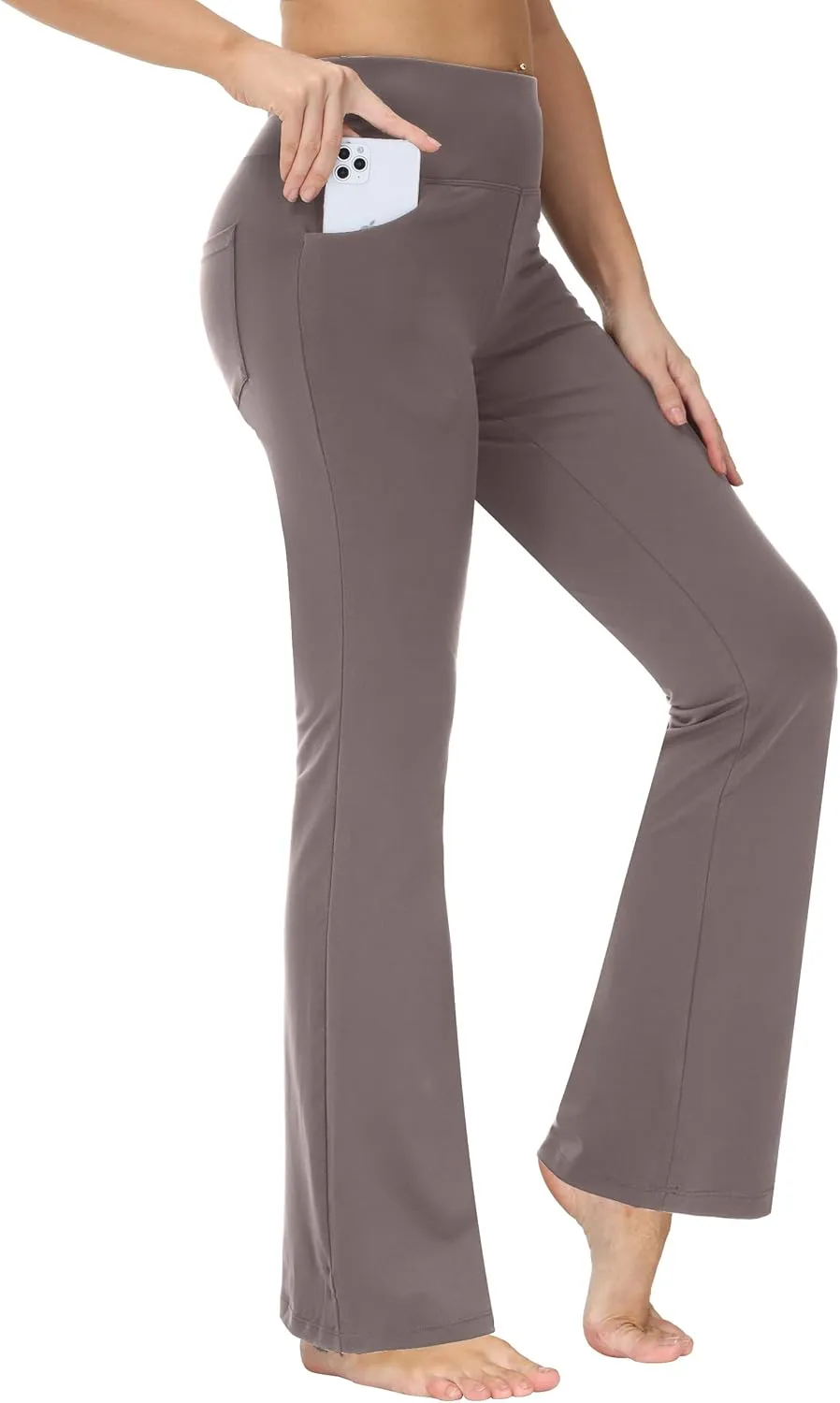 nuveti 29"/31"/33"/35"/37'' High Waist Workout Bootleg Yoga Pants Tummy Control 4 Pocket Workout Yoga Pants Flare Leggings