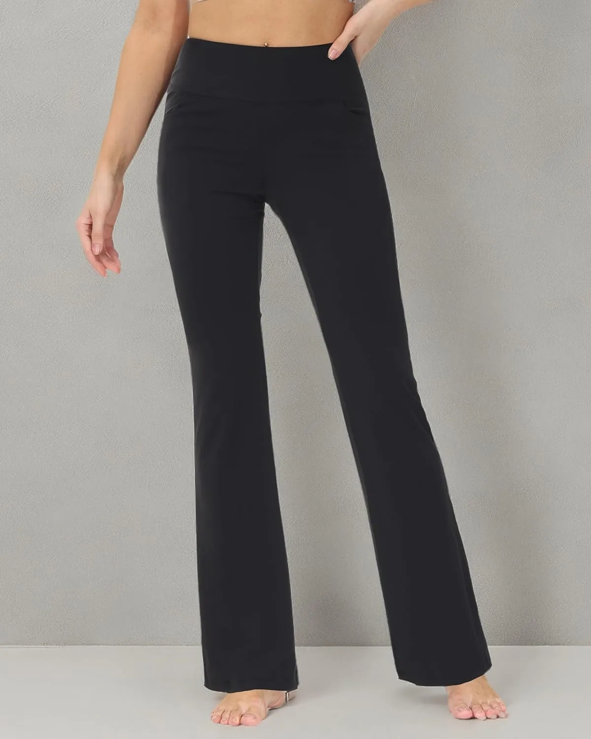 nuveti 29"/31"/33"/35"/37'' High Waist Workout Bootleg Yoga Pants Tummy Control 4 Pocket Workout Yoga Pants Flare Leggings