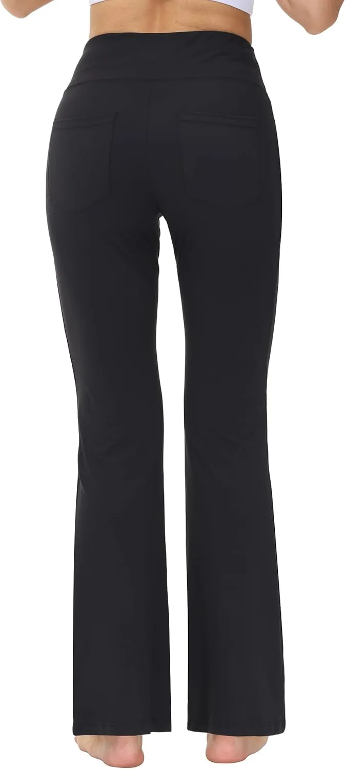nuveti 29"/31"/33"/35"/37'' High Waist Workout Bootleg Yoga Pants Tummy Control 4 Pocket Workout Yoga Pants Flare Leggings