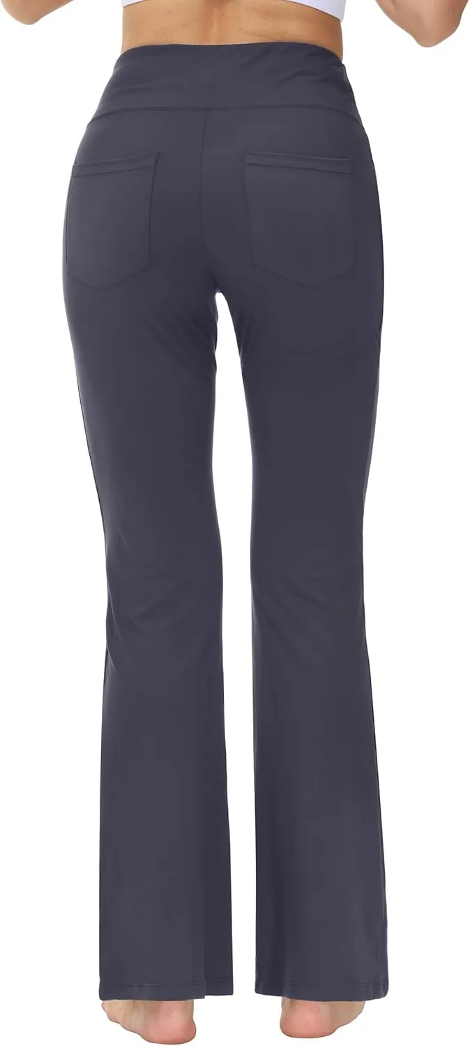 nuveti 29"/31"/33"/35"/37'' High Waist Workout Bootleg Yoga Pants Tummy Control 4 Pocket Workout Yoga Pants Flare Leggings
