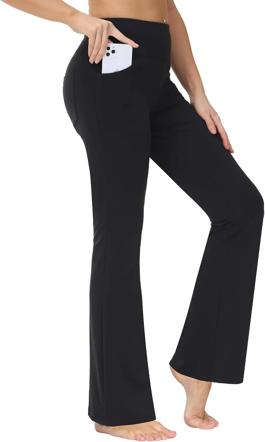 nuveti 29"/31"/33"/35"/37'' High Waist Workout Bootleg Yoga Pants Tummy Control 4 Pocket Workout Yoga Pants Flare Leggings