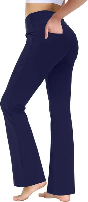 nuveti 29"/31"/33"/35"/37'' High Waist Workout Bootleg Yoga Pants Tummy Control 4 Pocket Workout Yoga Pants Flare Leggings