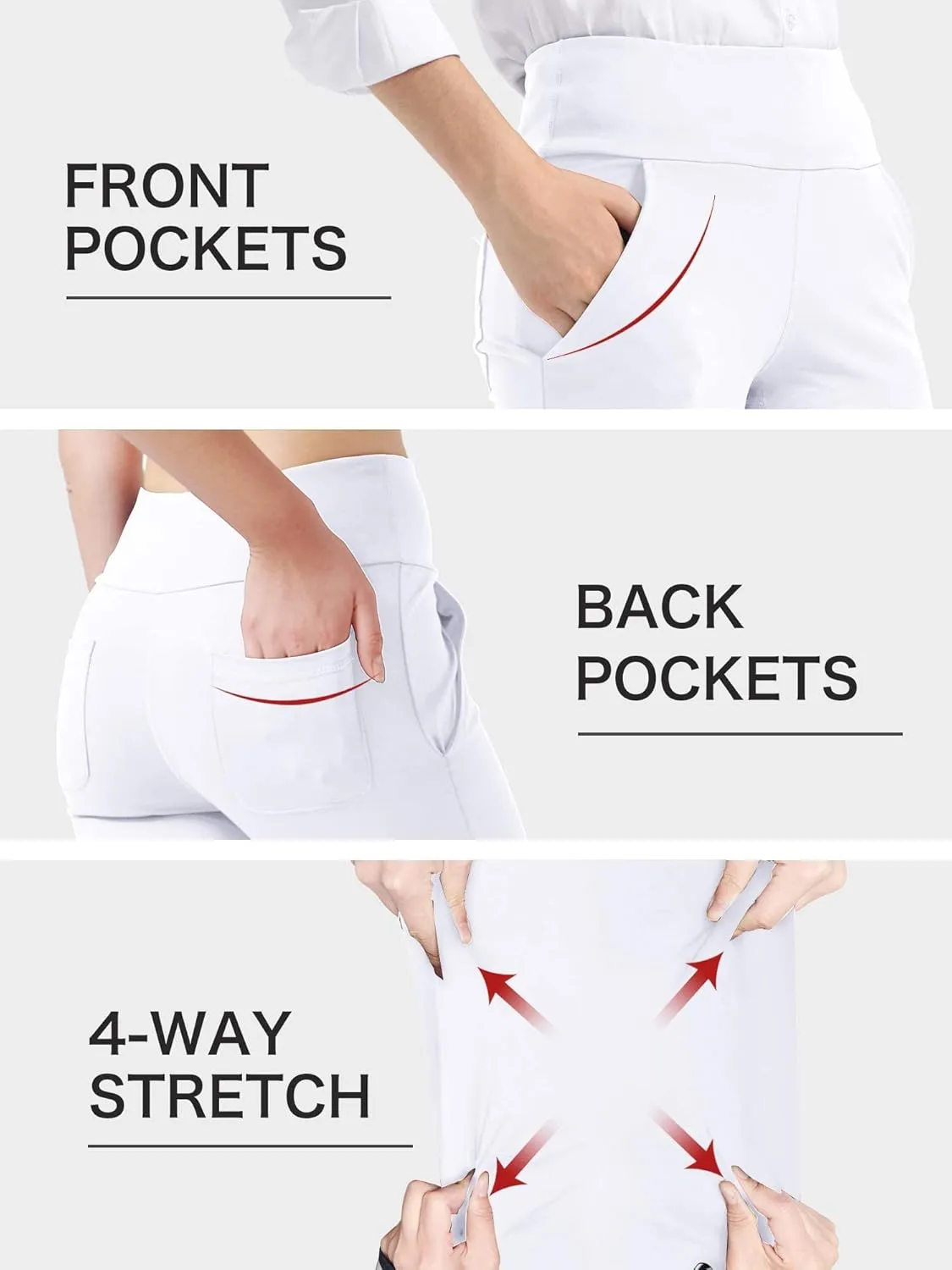 nuveti Women's High Waisted Boot Cut Yoga Pants 4 Pockets Workout Pants Tummy Control Women Bootleg Work Pants Dress Pants