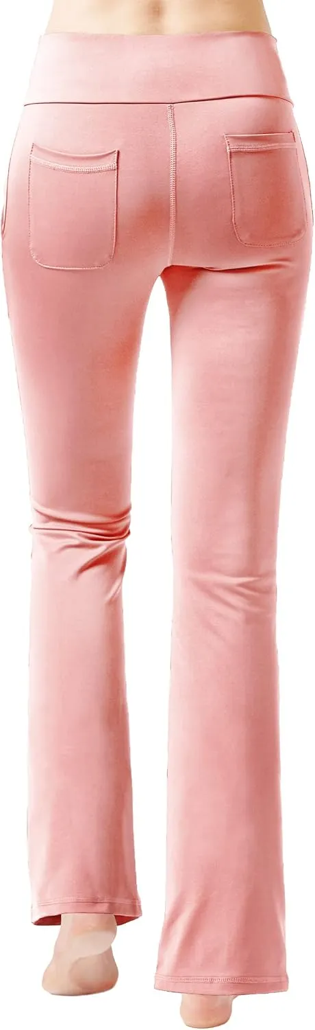 nuveti Women's High Waisted Boot Cut Yoga Pants 4 Pockets Workout Pants Tummy Control Women Bootleg Work Pants Dress Pants