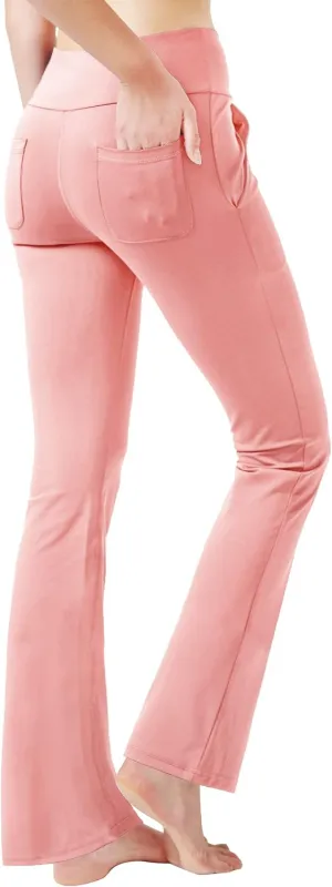 nuveti Women's High Waisted Boot Cut Yoga Pants 4 Pockets Workout Pants Tummy Control Women Bootleg Work Pants Dress Pants