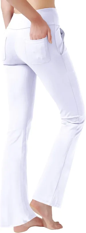 nuveti Women's High Waisted Boot Cut Yoga Pants 4 Pockets Workout Pants Tummy Control Women Bootleg Work Pants Dress Pants