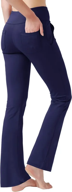 nuveti Women's High Waisted Boot Cut Yoga Pants 4 Pockets Workout Pants Tummy Control Women Bootleg Work Pants Dress Pants