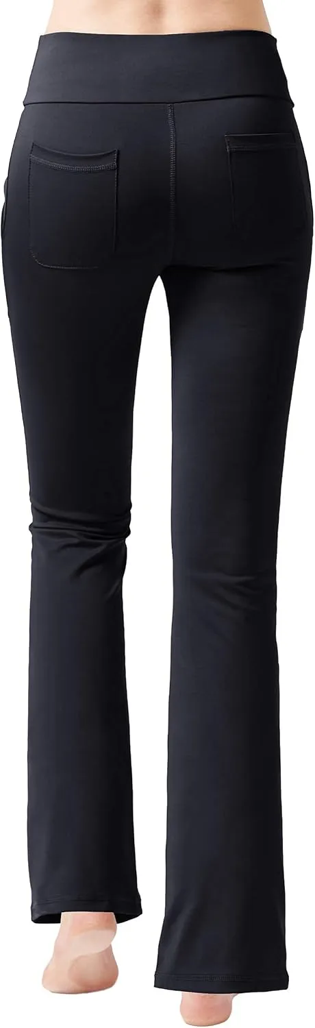 nuveti Women's High Waisted Boot Cut Yoga Pants 4 Pockets Workout Pants Tummy Control Women Bootleg Work Pants Dress Pants