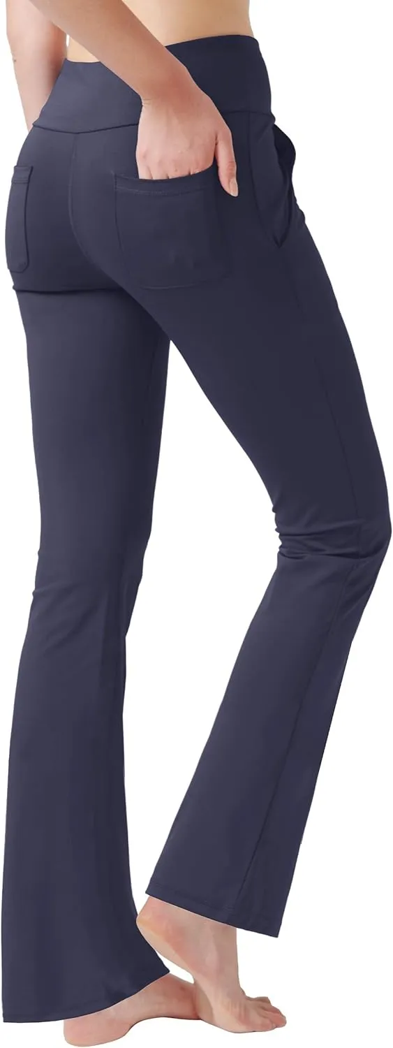 nuveti Women's High Waisted Boot Cut Yoga Pants 4 Pockets Workout Pants Tummy Control Women Bootleg Work Pants Dress Pants