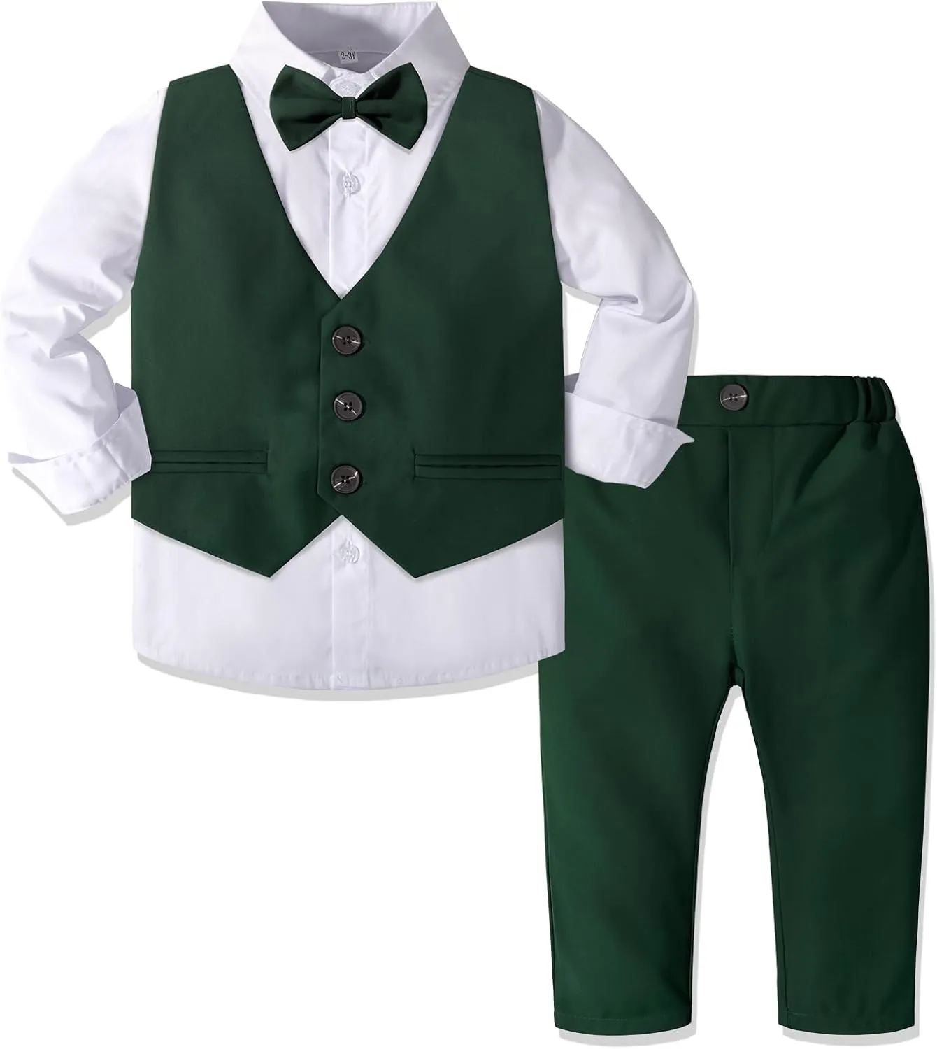 Nwada Boys Suit Set Formal Dress Shirt with Bow Tie, Slim Vest and Pants Toddler Boy Clothes Suits