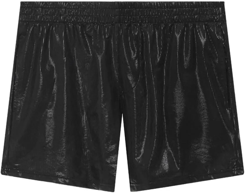 ODASDO Men Faux Leather Holographic Shiny Metallic Boxer Shorts Briefs Underwear Swim Trunk For Rave Dance Party Clubwear
