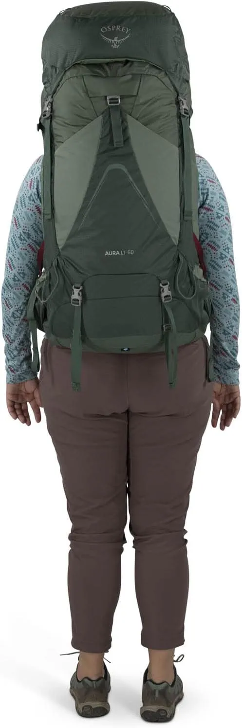 Osprey Aura AG LT 50L Women's Backpacking Backpack, Koseret/Darjeeling Spring Green, WM/L