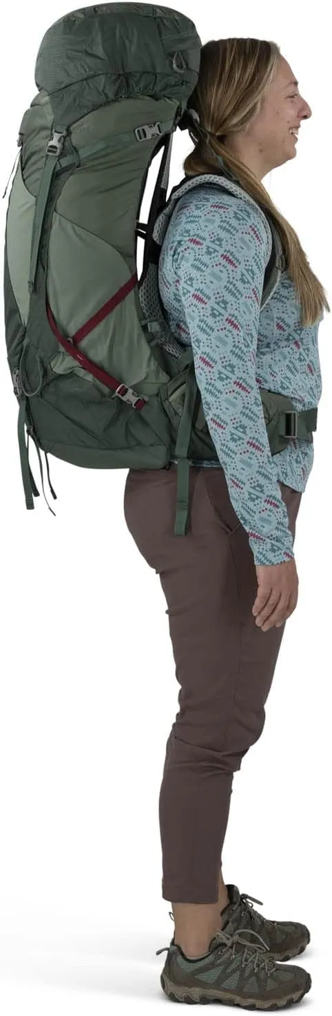 Osprey Aura AG LT 50L Women's Backpacking Backpack, Koseret/Darjeeling Spring Green, WXS/S