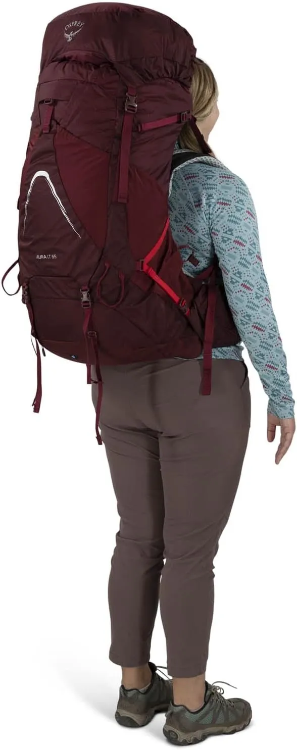 Osprey Aura AG LT 65L Women's Backpacking Backpack, Black, WM/L