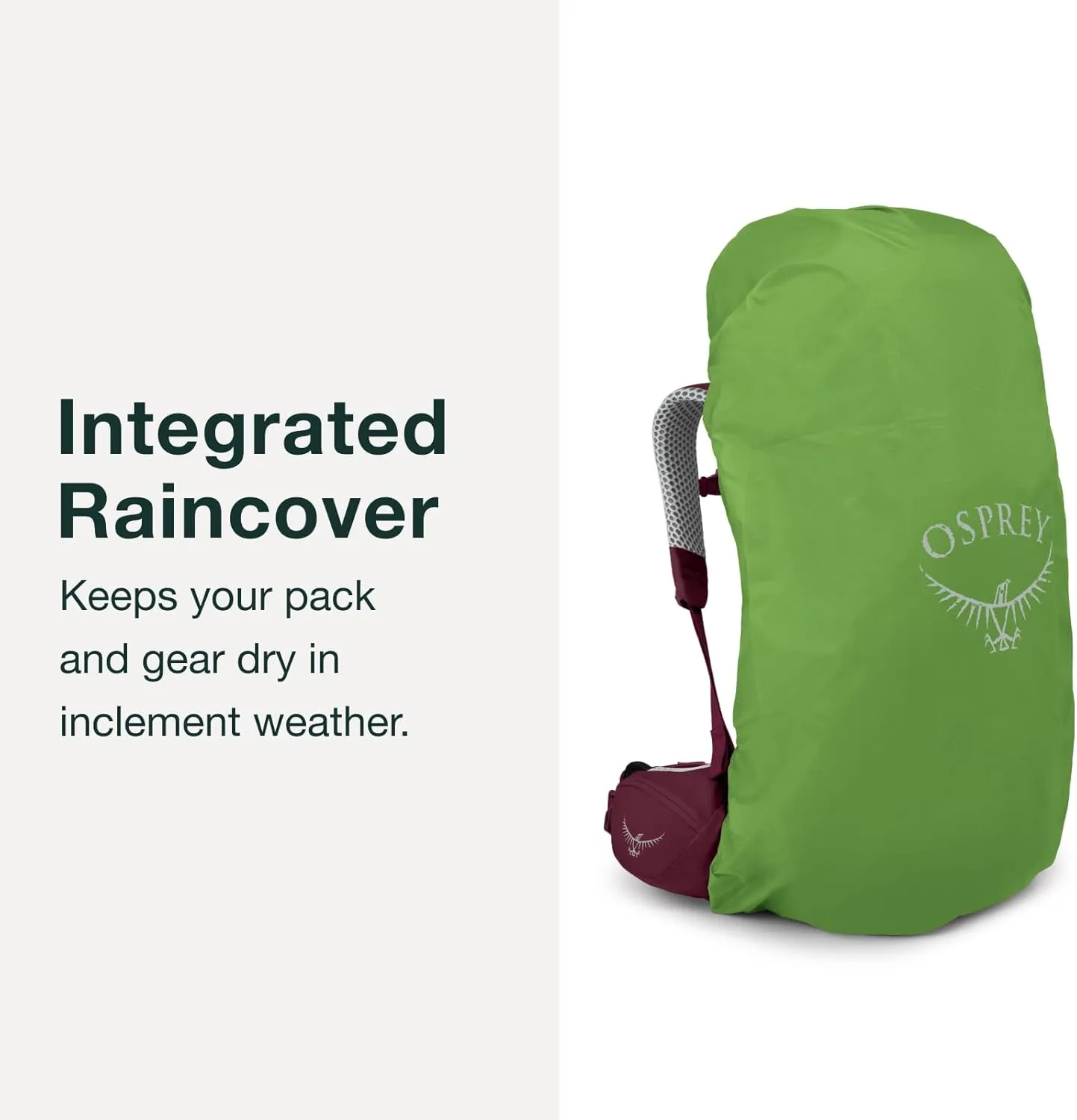 Osprey Aura AG LT 65L Women's Backpacking Backpack, Koseret/Darjeeling Spring Green, WM/L