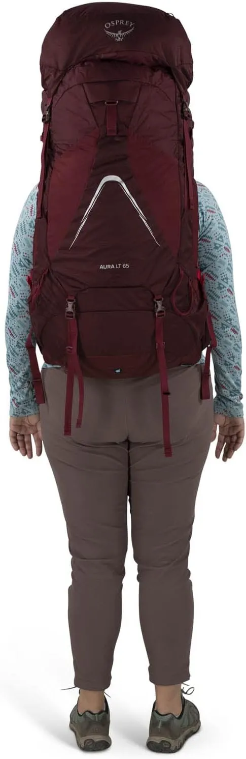 Osprey Aura AG LT 65L Women's Backpacking Backpack, Koseret/Darjeeling Spring Green, WM/L