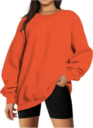 Oversized Long Sleeve Sweatshirts For Women 2023 Fall Fashion Crewneck Sweatshirt Solid Casual Loose Pullover Tops
