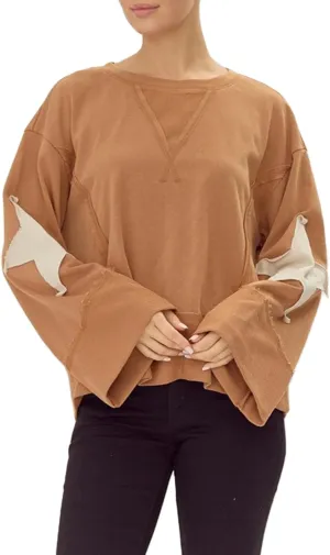 Oversized Star Sweatshirt for Women Y2k Long Sleeve Crewneck Pullover Sweater Shirt Hoodies Teen Girls Streetwear