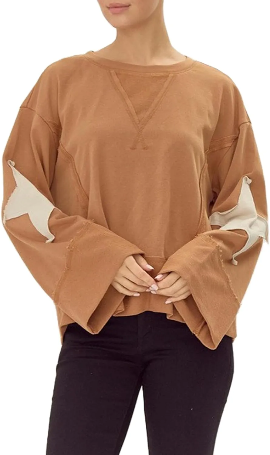 Oversized Star Sweatshirt for Women Y2k Long Sleeve Crewneck Pullover Sweater Shirt Hoodies Teen Girls Streetwear