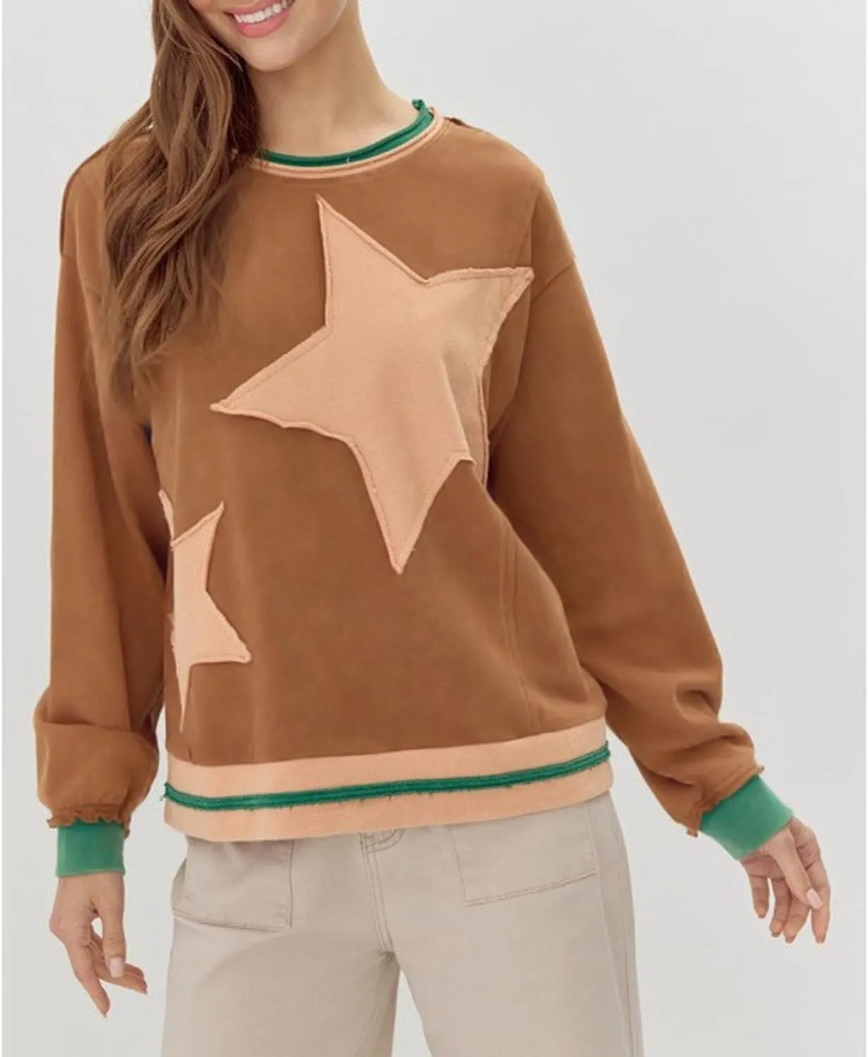 Oversized Star Sweatshirt for Women Y2k Long Sleeve Crewneck Pullover Sweater Shirt Hoodies Teen Girls Streetwear
