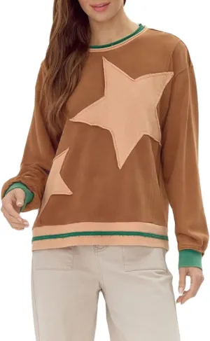 Oversized Star Sweatshirt for Women Y2k Long Sleeve Crewneck Pullover Sweater Shirt Hoodies Teen Girls Streetwear