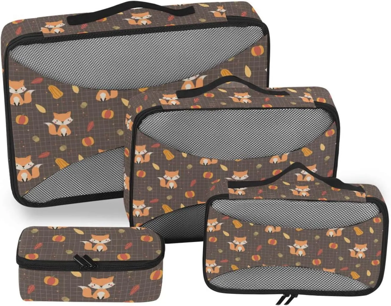 Packing Cube 4 Set Luggage Bags Organizers Packing Cubes for Travel Women Packimg Cubes Cute Fox and Pumpkin
