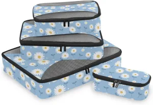 Packing Cube 4 Set Luggage Cubes for Packing Travel Cubes for Packing Carry on Bag Packing Cube Daisy Flowers Blue