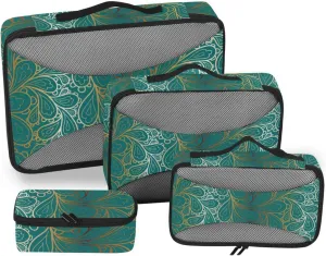 Packing Cubes for Travel 4 Set Luggage Bags Organizers Suitcase Organizers Packing Cube Doodle Paisley