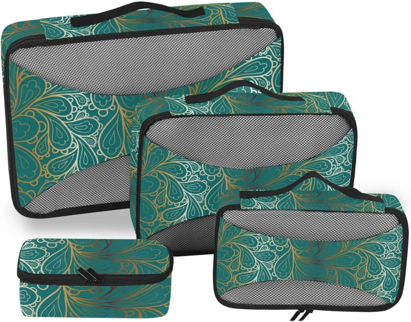 Packing Cubes for Travel 4 Set Luggage Bags Organizers Suitcase Organizers Packing Cube Doodle Paisley