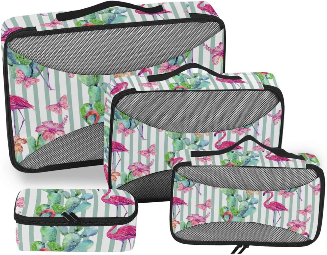 Packing Cubes for Travel Set of 4 Luggage Organizers for Suitcase Packing Cubes for Travel Women Packimg Cubes Pink Flamingos