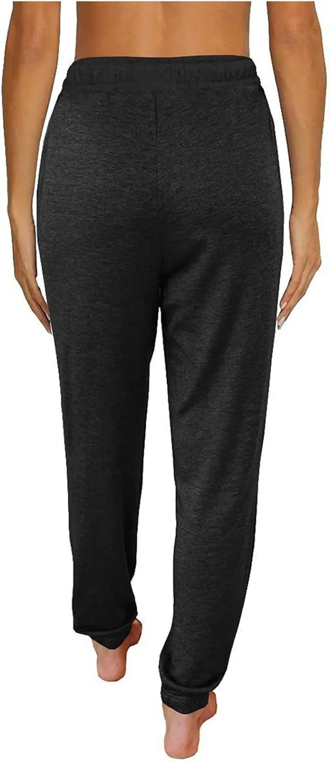 Pants for Women Dressy Casual 2023 Summer Drawstring Elastic Waist Solid Straight Leg Sweatpants Trouser Cropped